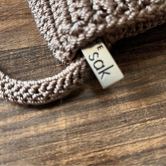 The SAK Tan Woven Square Zip Top with Flap Crossbody Shoulder Mini Bag Purse - Picture 4 of 11